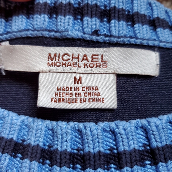 Michael Kors Navy Silk Vintage Vibe Sweater Top - Picture 2 of 5